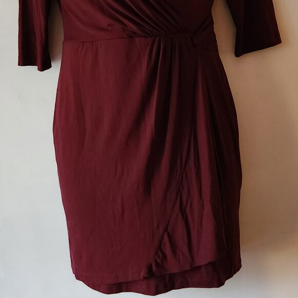 Donna Rico mock wrap dress sz 14 burgundy EUC - Picture 2 of 4
